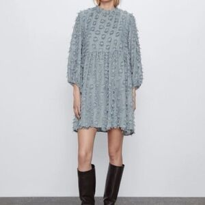Zara Textured Gray Mini Dress